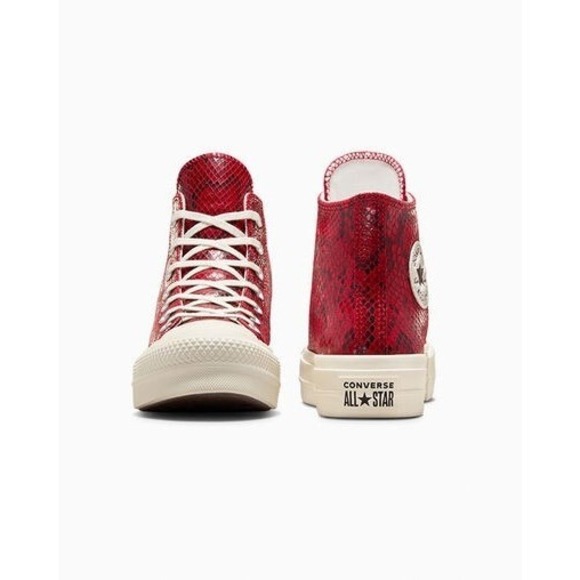 Converse Platform Chuck Taylor All Star Snakeskin High Top Sneakers Red Womens 7 - Picture 7 of 11